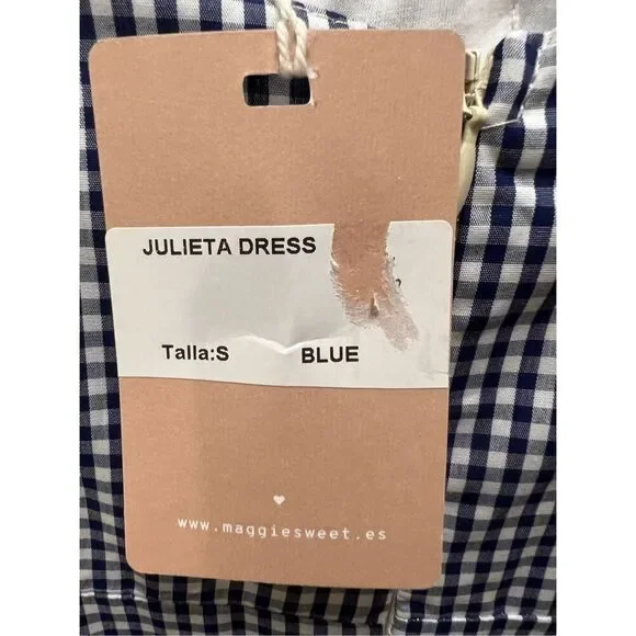 Maggie Sweet Women's Julieta tiered Gingham Tie Front Fit & Flare Dress NWT S - Picture 5 of 5